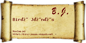 Biró Jónás névjegykártya